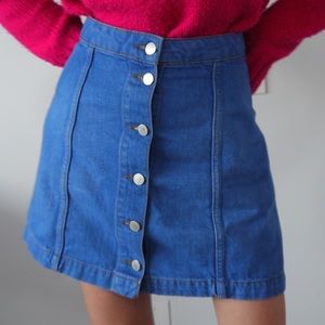 Top shop button down jean skirt